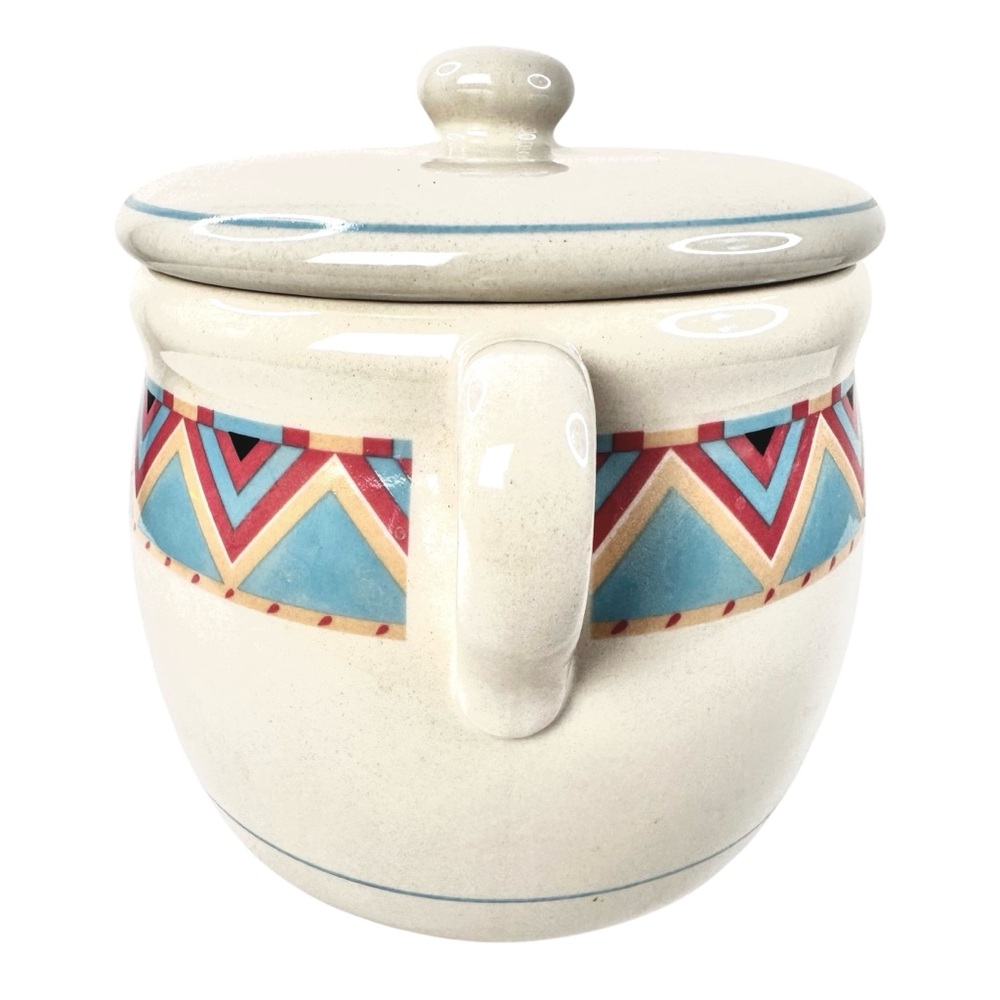 VTG Sango Stoneware Zuni‎ Cookie Jar Canister w/ Lid Southwestern 10/1988 #25247 - Picture 3 of 10